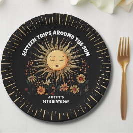Plato De Papel Boho Mystical Sun Birthday