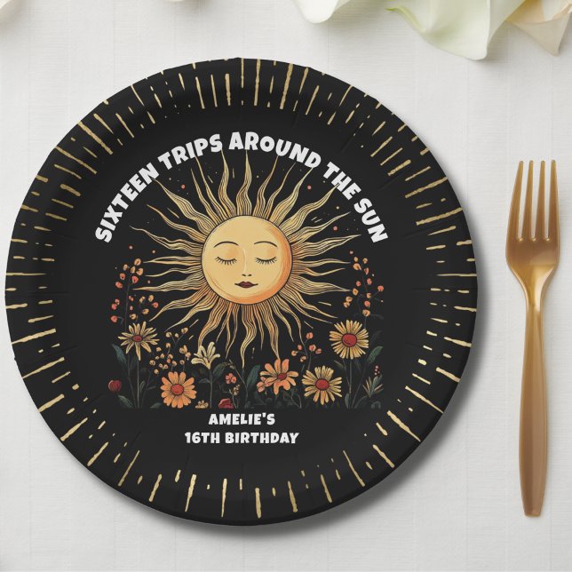 Plato De Papel Boho Mystical Sun Birthday (Subido por el creador)