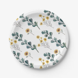 Plato De Papel Boho Neutral de Género | Baby Shower acuarela