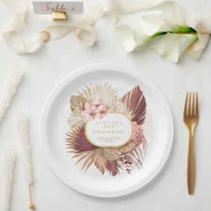 Plato De Papel Boho Oasis Boda Floral Gracias V2 ID959