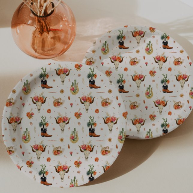 Plato De Papel Boho Occidental (Western Theme Boho Paper Plates by Painted Paperie
)