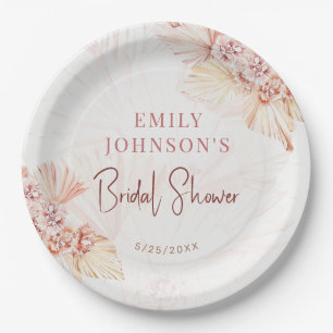 Plato De Papel Boho Pampas Grass Bohemian Bridal Shower Table