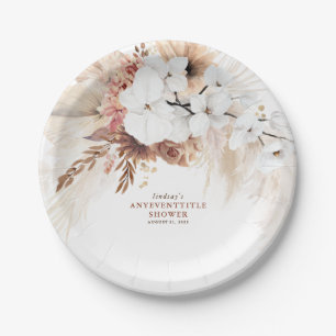 Plato De Papel Boho Pampas Grass Terracota Floral Para Cualquier 