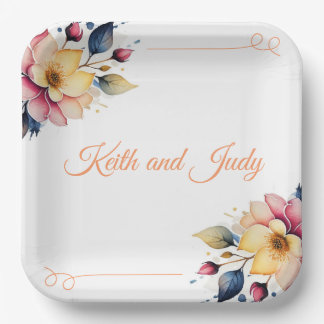 Plato De Papel Boho Peachy Floral