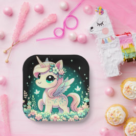 Plato De Papel Boho Personalizado Unicorn Baby Shower