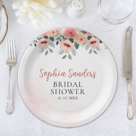 Plato De Papel Boho Pink Floral Bridal Shower Party