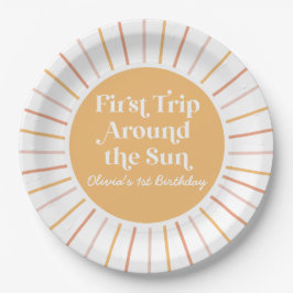 Plato De Papel Boho Primer Viaje Alrededor del Sol cumpleaños 1