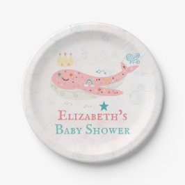 Plato De Papel Boho Princess Whale Chica Baby Shower