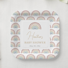 Plato De Papel Boho Rainbow Baby Shower