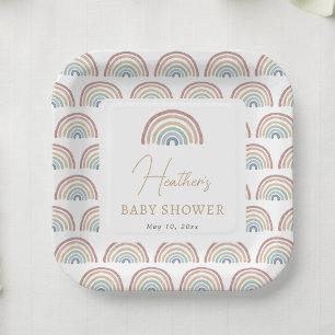 Plato De Papel Boho Rainbow Baby Shower