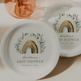 Plato De Papel Boho Rainbow Baby Shower
