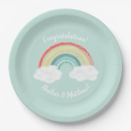 Plato De Papel Boho Rainbow Baby Shower