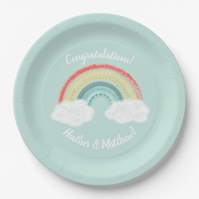 Plato De Papel Boho Rainbow Baby Shower (Anverso)