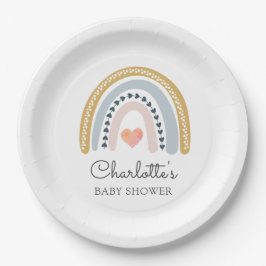 Plato De Papel Boho Rainbow Baby Shower Classic