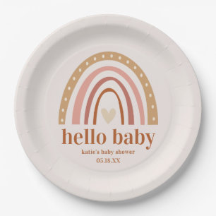 Plato De Papel Boho Rainbow Baby Shower Favor Pegatina