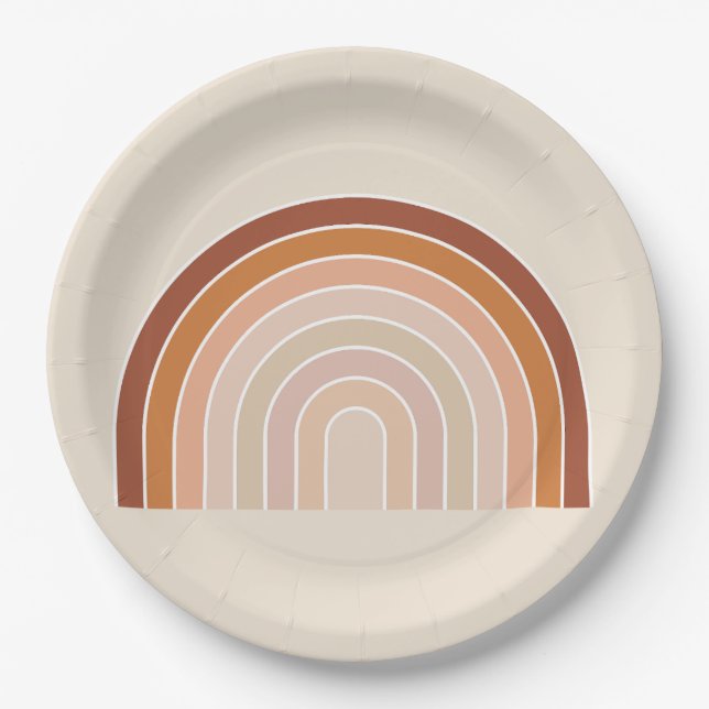 Plato De Papel Boho Rainbow Beige Terracotta (Anverso)