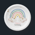 Plato De Papel Boho Rainbow Fiesta Rainbow Birthday Pastel modern<br><div class="desc">(H) Un complemento perfecto para la fiesta de cumpleaños de tu pequeña. Tema del arcoiris. cómodamente PERSONALIZAR este diseño con sus detalles. æSi necesita coordinar ARTÍCULOS DE COINCIDENCIA, por favor compruebe nuestra colección o tienda de correspondencia. Si no puede encontrar lo que busca, por favor contáctenos a través del botón...</div>