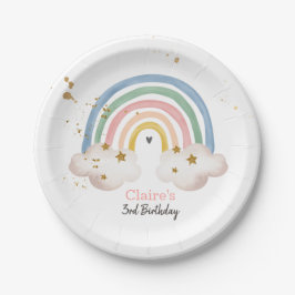 Plato De Papel Boho Rainbow Fiesta Rainbow Birthday Pastel modern