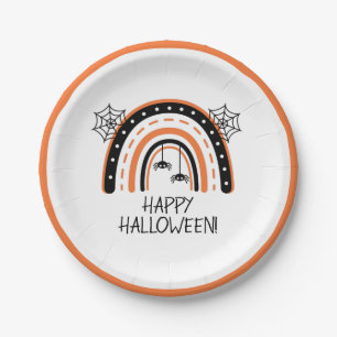 Plato De Papel Boho Rainbow Happy Halloween