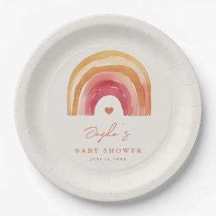 Plato De Papel Boho Rainbow Terracotta Baby Shower