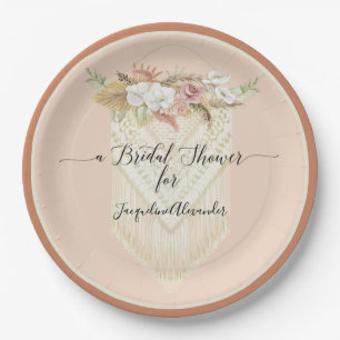 Plato De Papel Boho Rubor Floral Terra Cotta Pampas Novia