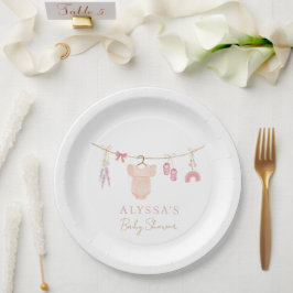 Plato De Papel Boho Rubor Pink Baby Clothes Chica Baby Shower