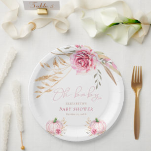 Plato De Papel Boho Rustic Autumn Pumpkin Baby Shower