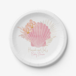 Plato De Papel Boho Shell Baby Girl Baby Shower Paper Plate