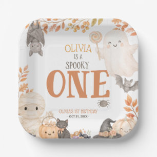 Plato De Papel Boho Spooky One cumpleaños Cute Ghost Halloween