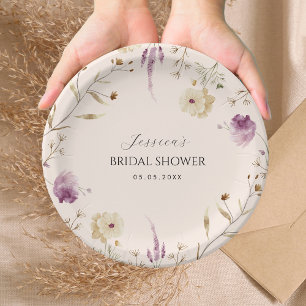 Plato De Papel Boho Spring Summer Lilac Wildflowers Ducha de novi