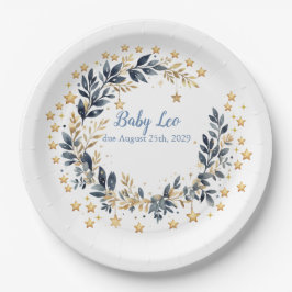 Plato De Papel Boho Stars Greenery Baby Shower 