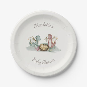 Plato De Papel Boho Storybook Dragon Baby Shower