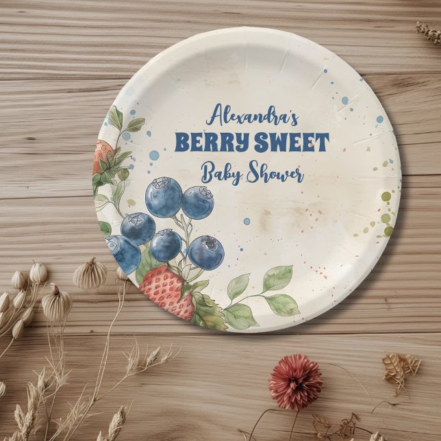 Plato De Papel Boho Strawberry Berry Sweet Baby Shower (Subido por el creador)