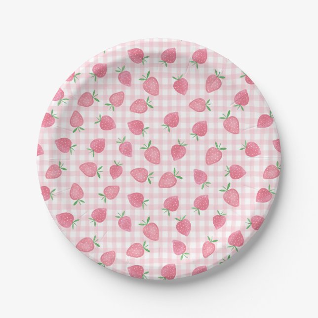 Plato De Papel Boho Strawberry Berry Sweet Birthday (Anverso)