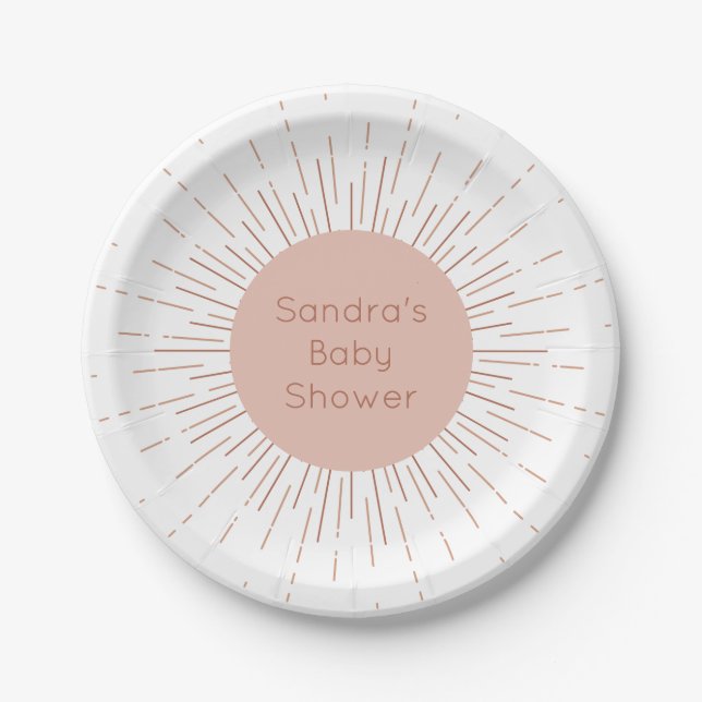 Plato De Papel Boho Sun Baby Shower (Anverso)