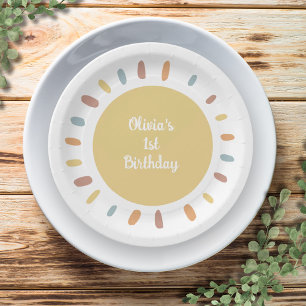 Plato De Papel Boho Sunshine First Birday Party