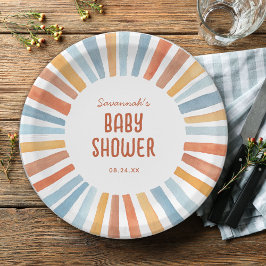 Plato De Papel Boho Sunshine Gender Neutral Baby Shower