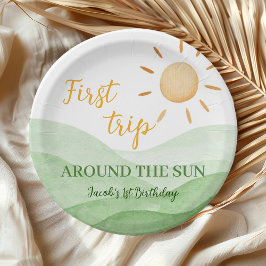 Plato De Papel Boho Sunshine primer cumpleaños