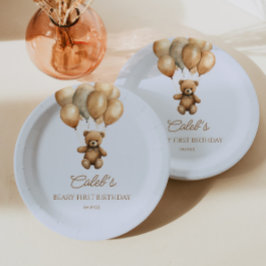 Plato De Papel Boho Teddy Bear Beary First Birday Party