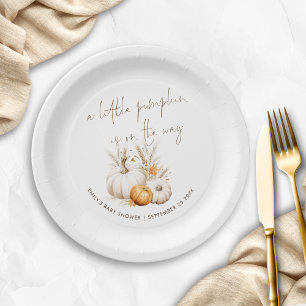 Plato De Papel Boho Un pequeño calabaza en camino a Baby Shower