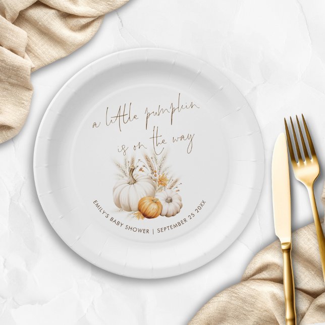 Plato De Papel Boho Un pequeño calabaza en camino a Baby Shower (Subido por el creador)