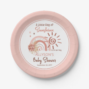 Plato De Papel Boho Un pequeño rayo de luz solar Chica Baby Showe