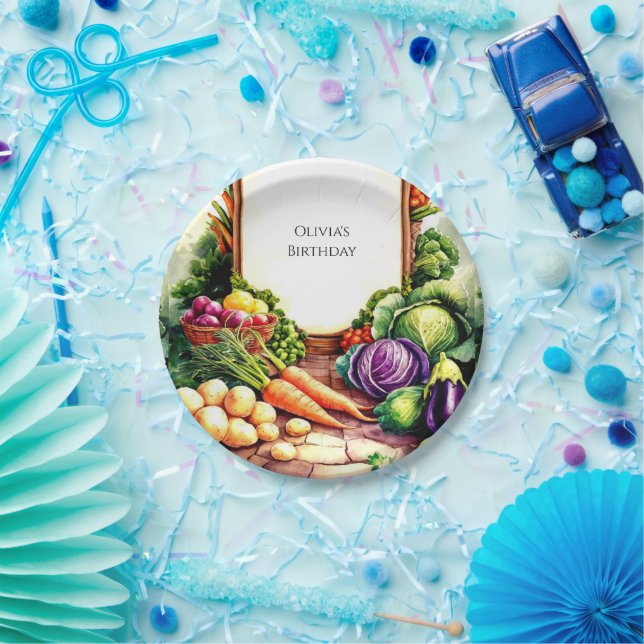 Plato De Papel Boho Veggies Farmers Market Birday (Fiesta)
