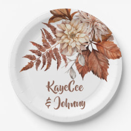 Plato De Papel Boho Vintage Autumn Terracotta Boda Floral