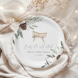 Plato De Papel Boho vivero invierno ducha siempre verde bebé