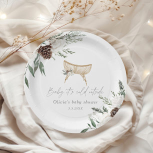 Plato De Papel Boho vivero invierno ducha siempre verde bebé