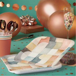 Plato De Papel Boho Watercolor Resumen Arte