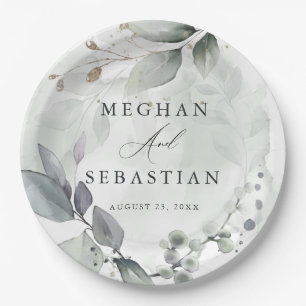 Plato De Papel BOHO Watercolor Woodland Foliage Placa de papel