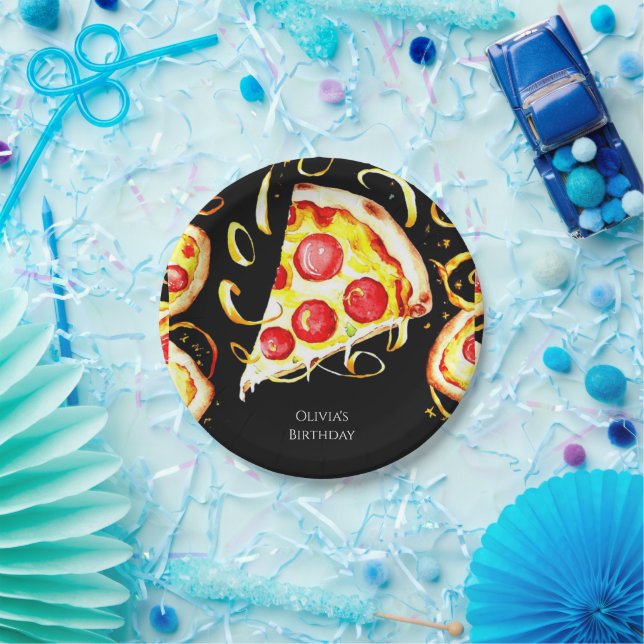Plato De Papel Boho Whimsical Pizza Cumpleaños (Fiesta)