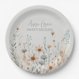 Plato De Papel Boho Wildflower